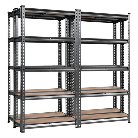 Picture of Zakaria Set of 4 Garage Storage Shelves Steel Matte Black/Natural Resort Living