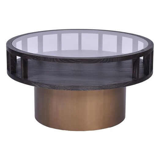 Picture of Zamora Glass Top Coffee Table Elm Black/Gold Alliance Furniture