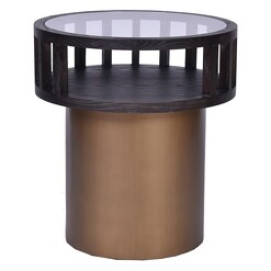 Picture of Zamora Glass Top Side Table Elm Black/Gold Alliance Furniture