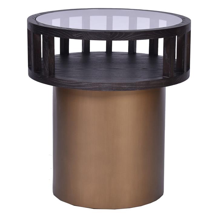 Picture of Zamora Glass Top Side Table Elm Black/Gold Alliance Furniture