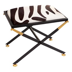Picture of Zanzibar Stool, Zebra Hair On Hide Black/White CAFE Lighting & Living