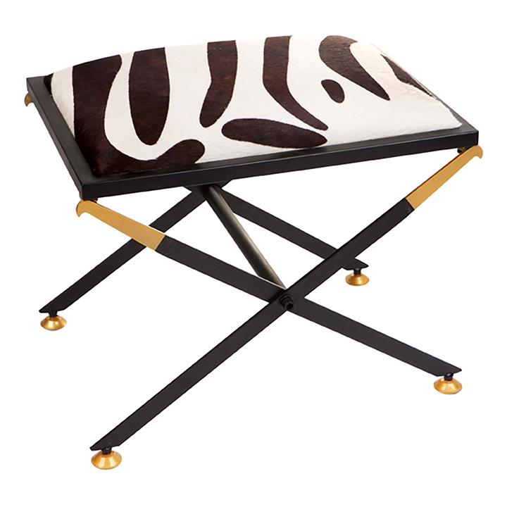 Picture of Zanzibar Stool, Zebra Hair On Hide Black/White CAFE Lighting & Living