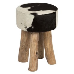 Picture of Zenta Cow Hide Stool in Black by Casa Uno