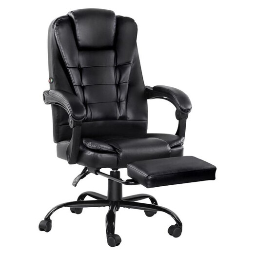 Picture of Zeya Massage Office Chair with Footrest Faux Leather Black Resort Living Picture of Zeya Massage Office Chair with Footrest Faux Leather Black Resort Living