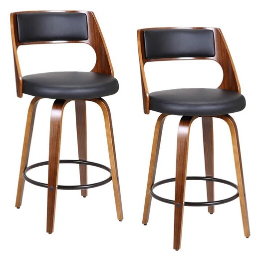Picture of Zurich Set of 2 Swivel Kitchen Stool with Foot Rest Faux Leather Assorted casabona