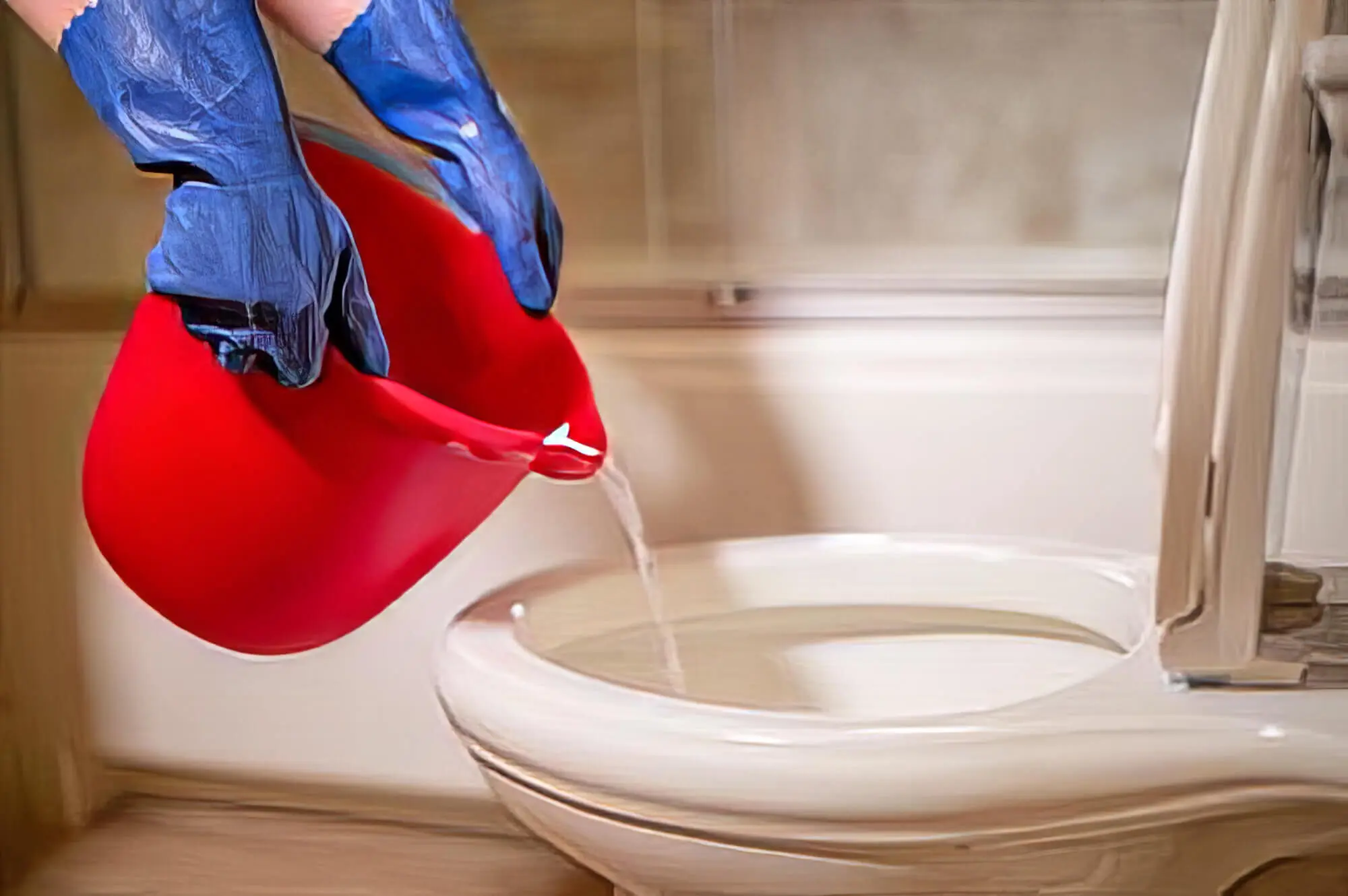 How to unblock a shop toilet with hot water