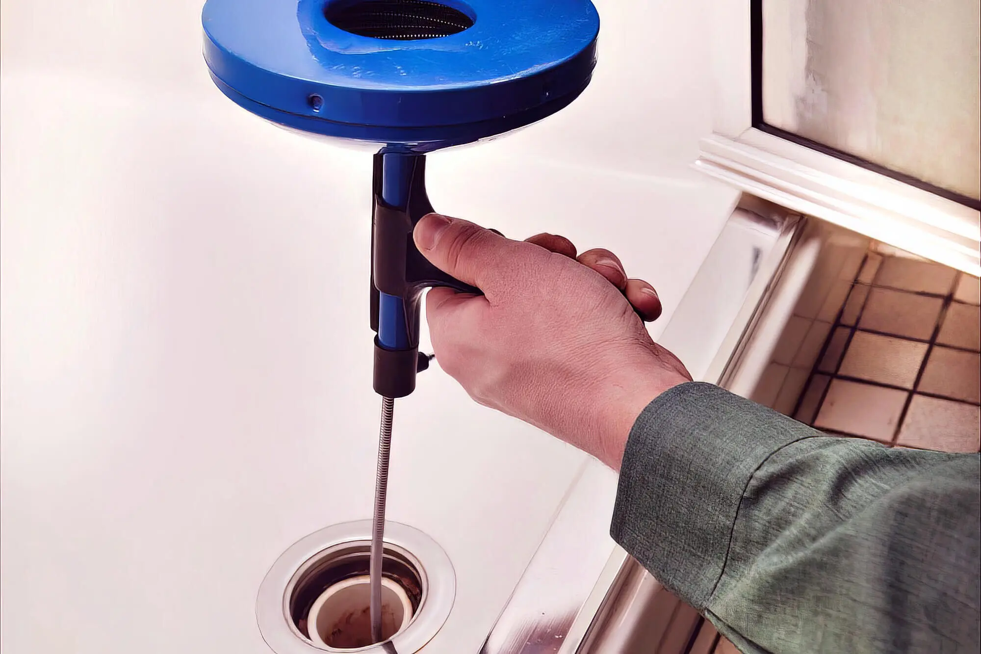 Man Drain Snake Sink