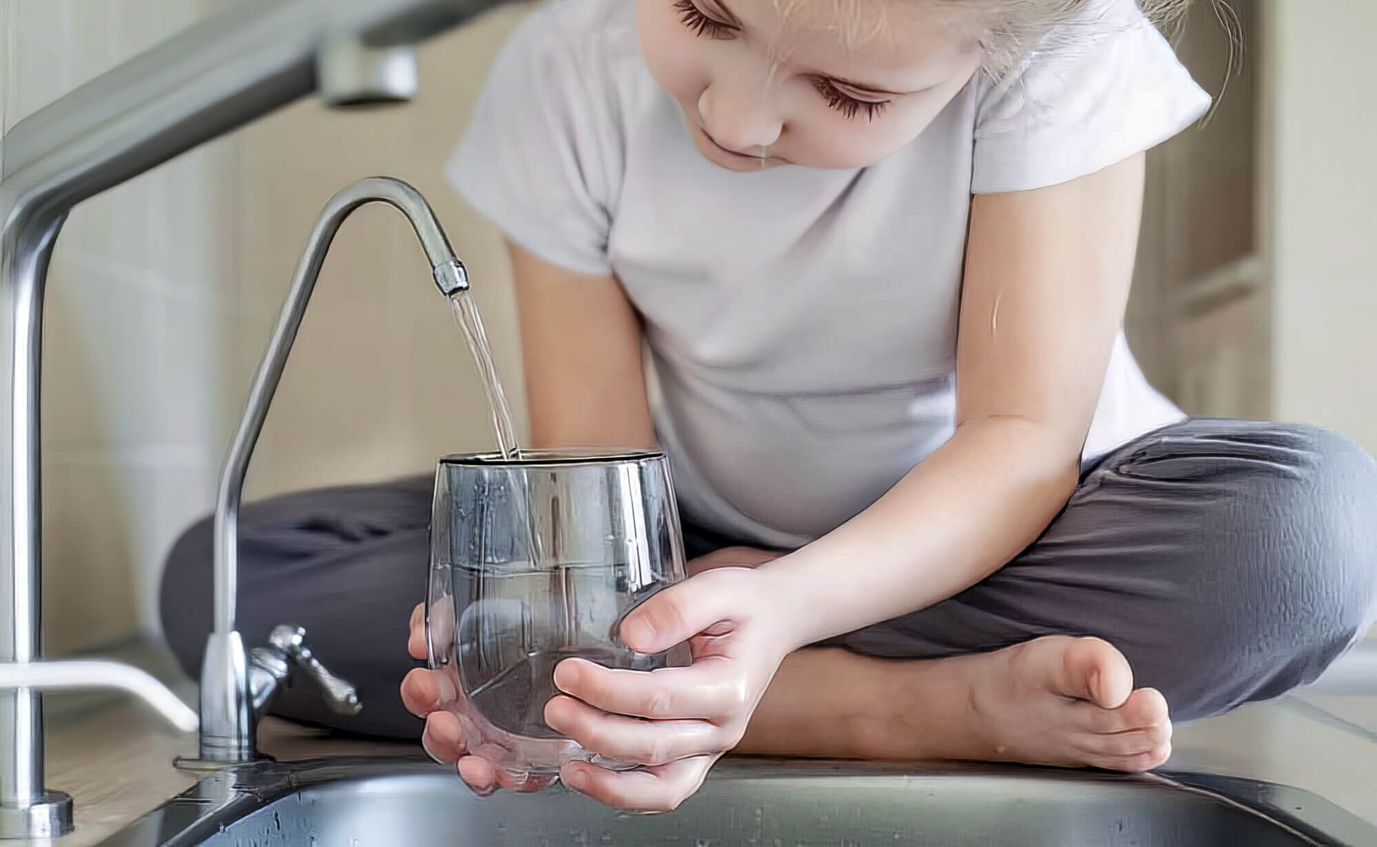 Young Girl Pouring Water Into Glass Young Girl Pouring Water Glass