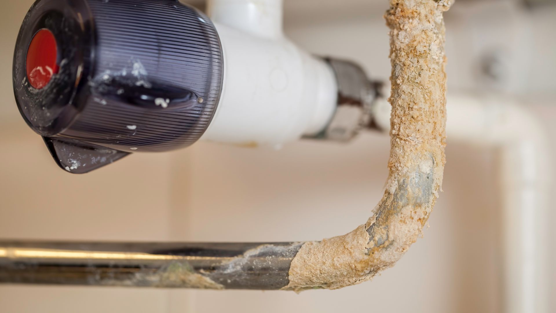 Faucet Pipe Covered In Hard Water Mineral Buildup Faucet Pipe Covered Hard Water Mineral Buildup