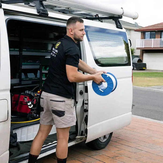 White Electrical Cable Van