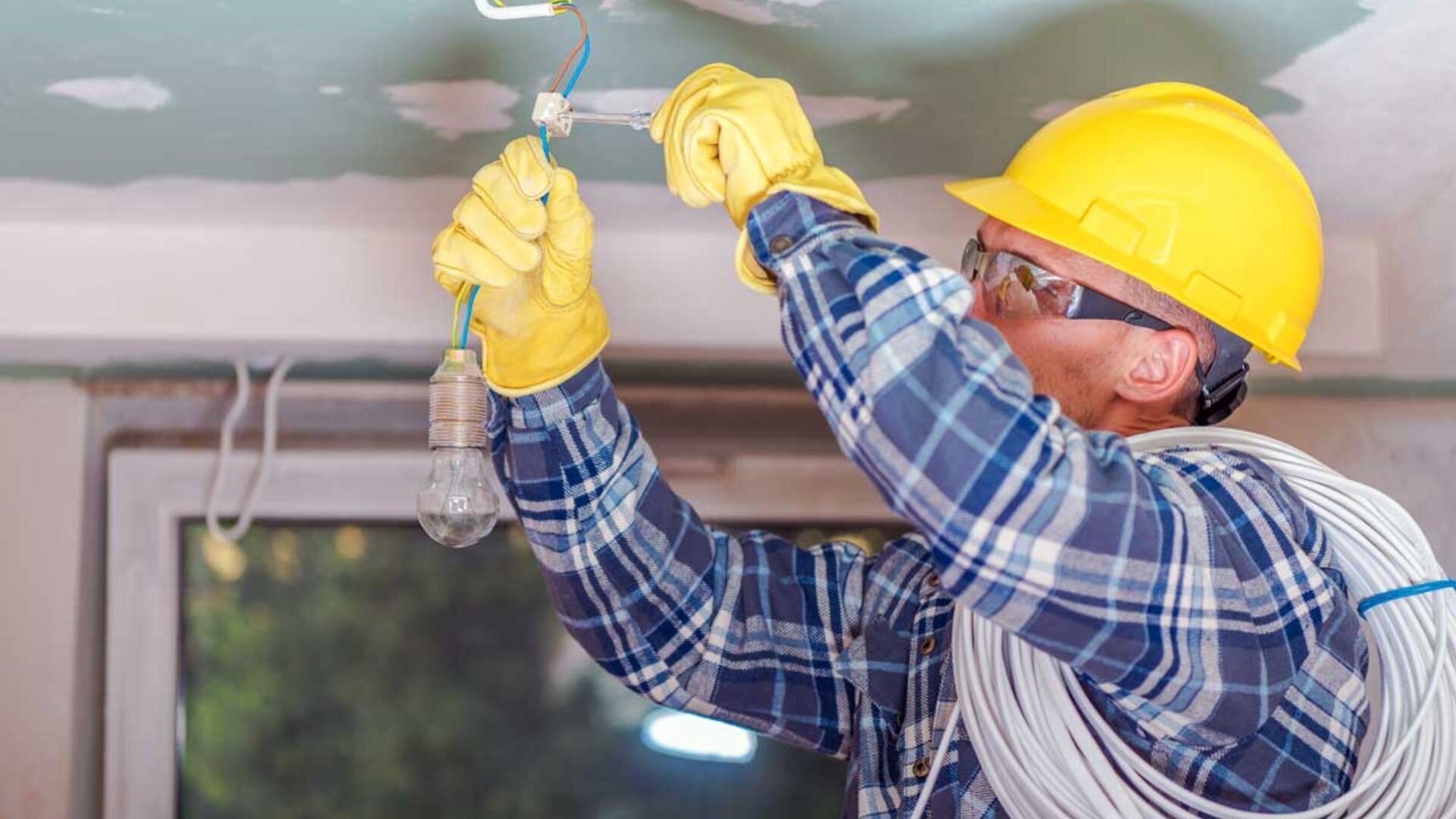 Electrician Installing Wiring Lighting