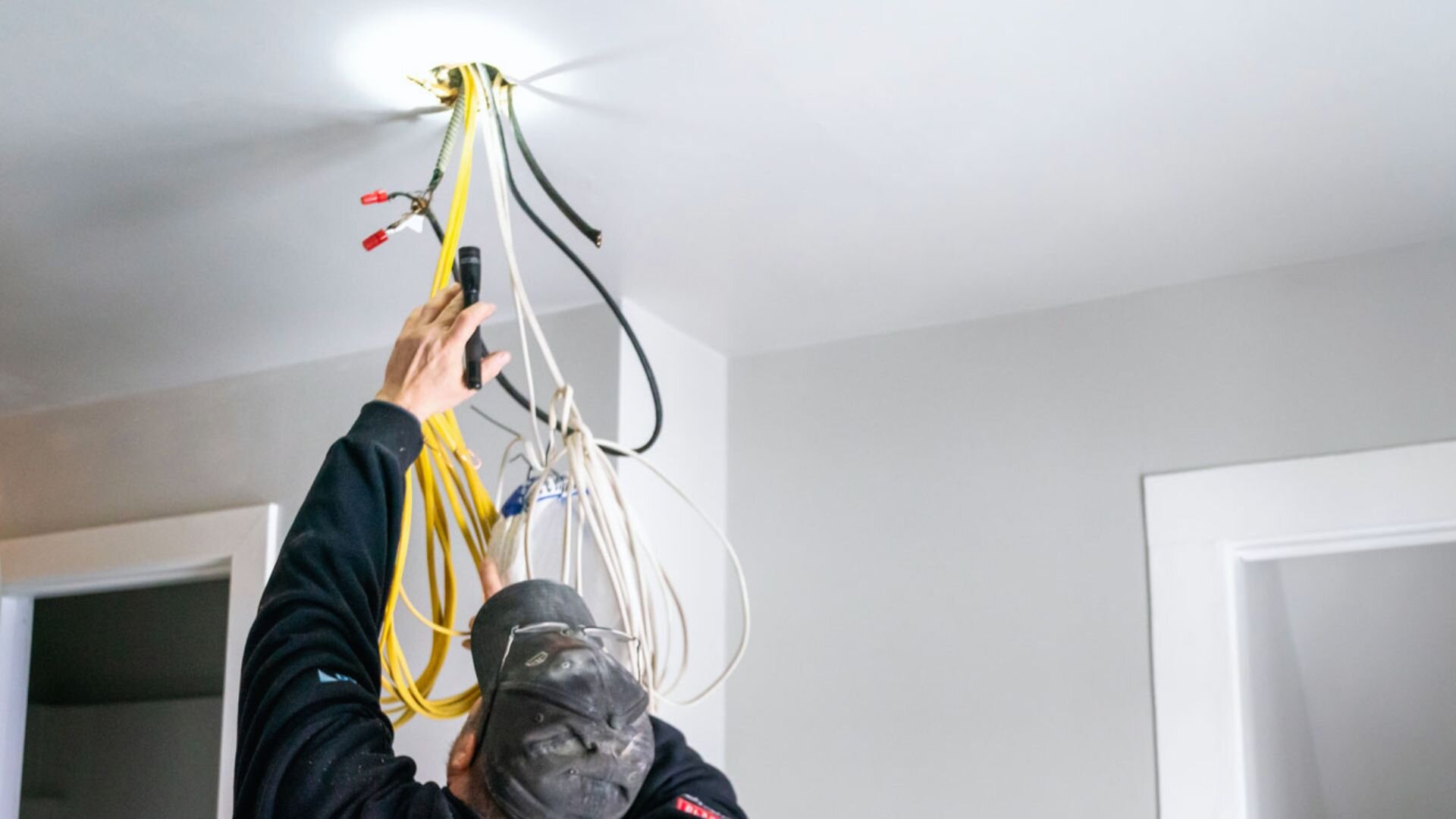 Tidying Ceiling Cable Wires