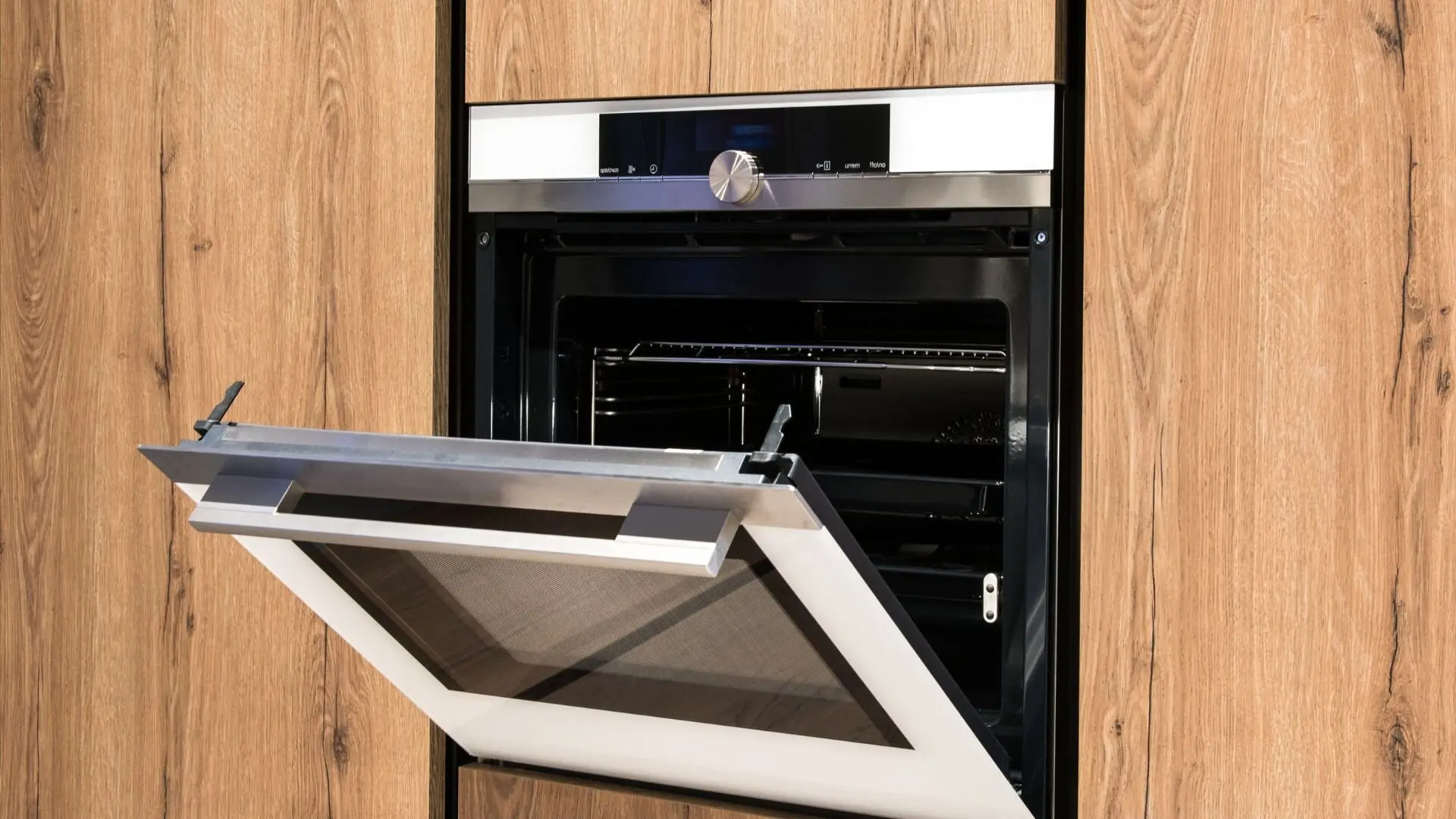Electric Oven Installed Wooden Kitchen