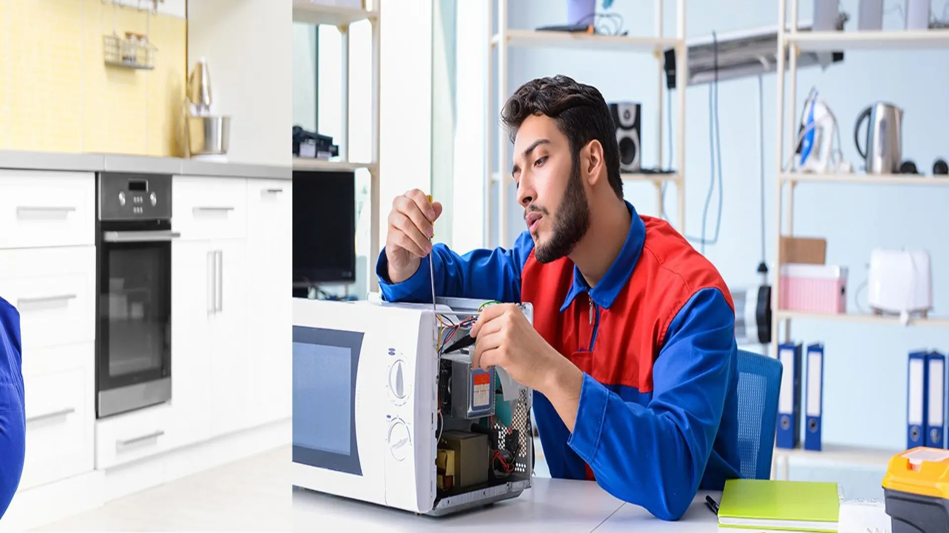 2023 11 Guy Fixing Microwave Guy Fixing Microwave