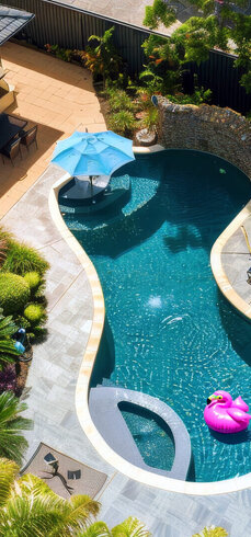 Drone Footage Landscaped Backyard