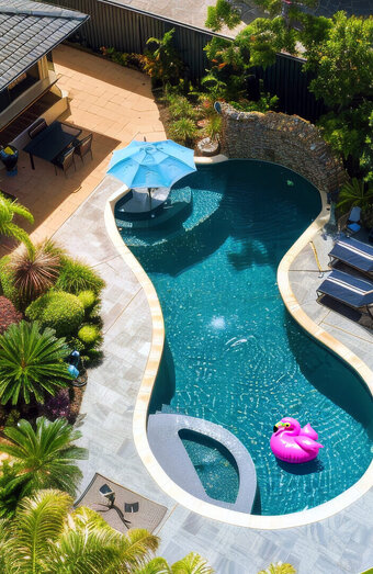 Drone Footage Landscaped Backyard