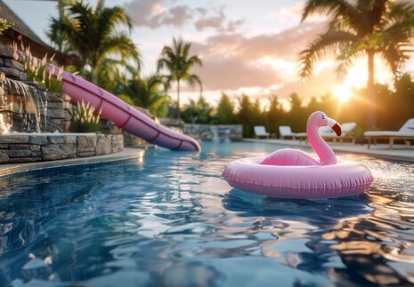 Swimming Pool Sunset Background