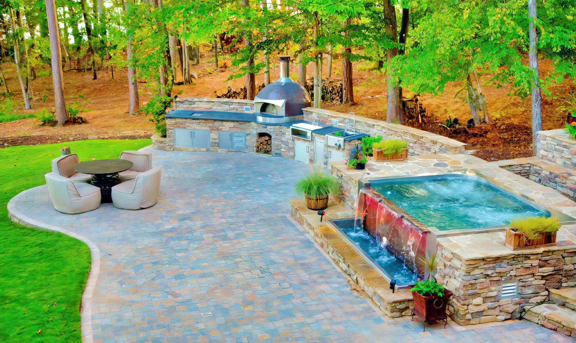 2024 08 Built In Above Ground Spa Rock Wall Built Ground Spa Rock Wall