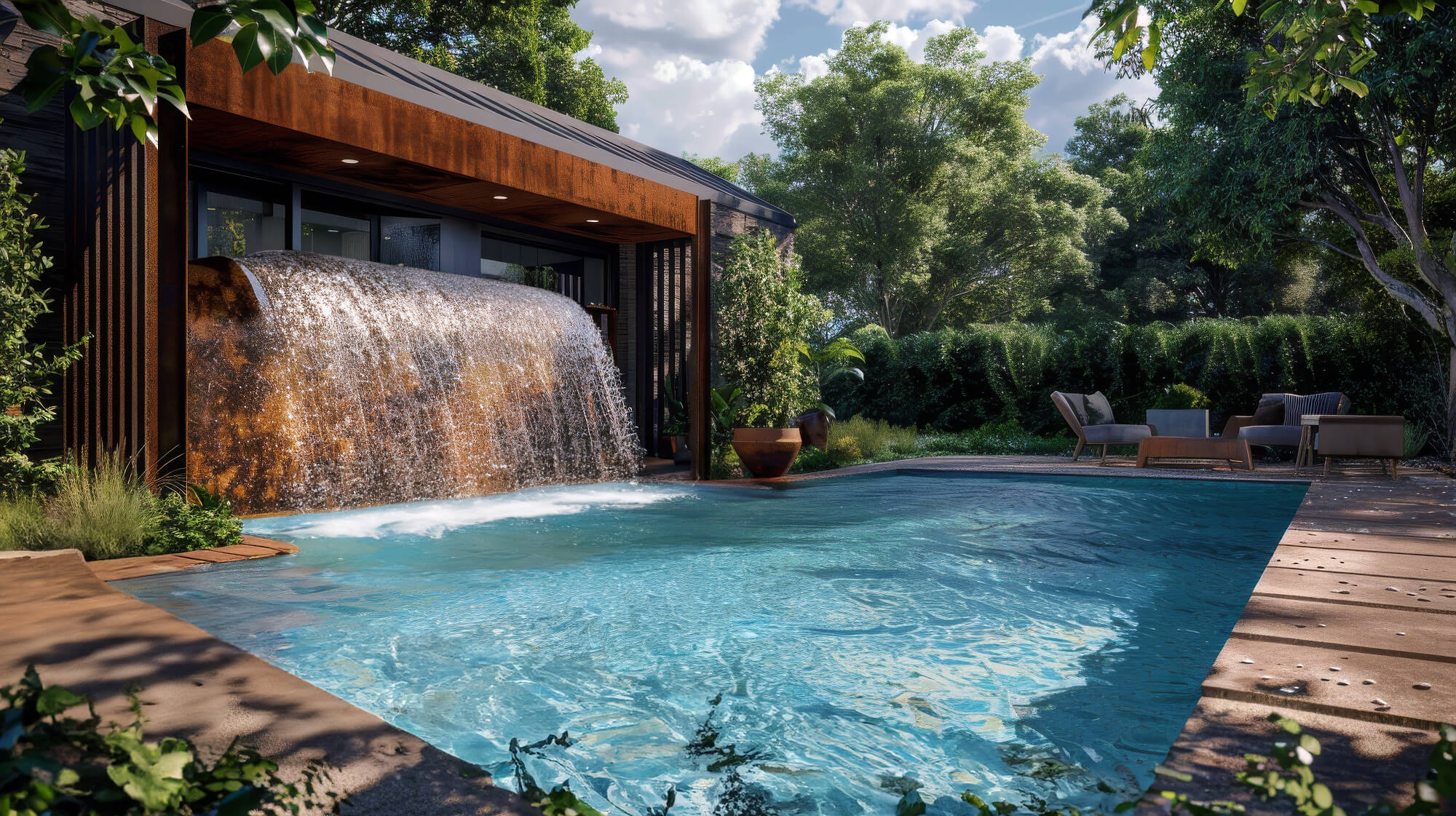 2024 08 Rustic Backyard Waterfall Saltwater Rustic Backyard Waterfall Saltwater