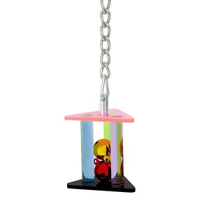 Acrylic Triangular Prism with Bell Balls Bird Toy