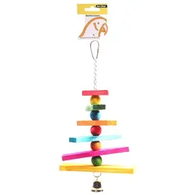 Bird Toy Coloured Block Chain And Bell 28cm