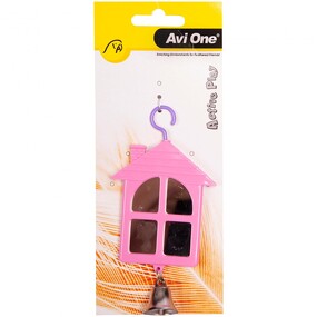 Bird Toy House Shaped Mirror with Bell