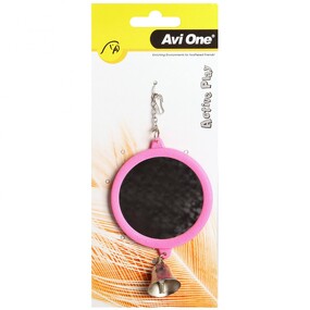 Bird Toy Round Mirror with Bell