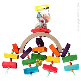 Paper Arc With Wooden Blocks & Beads Bird Toy