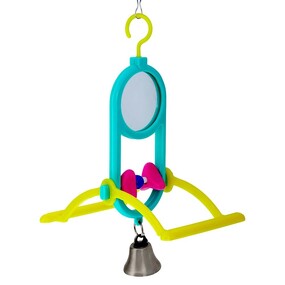 Round Mirror with Geo Beads Bird Toy