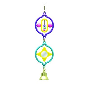Twin Rings With Bead Star Mirror And Bell Bird Toy