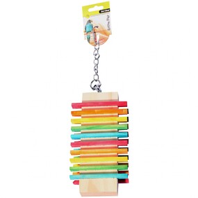Wooden Block With Rainbow Steps Parrot Toy