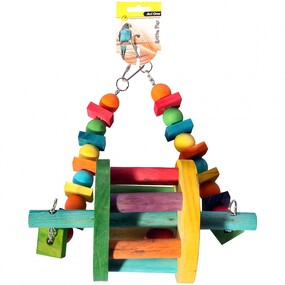 Wooden Swing With Wheel Parrot Toy