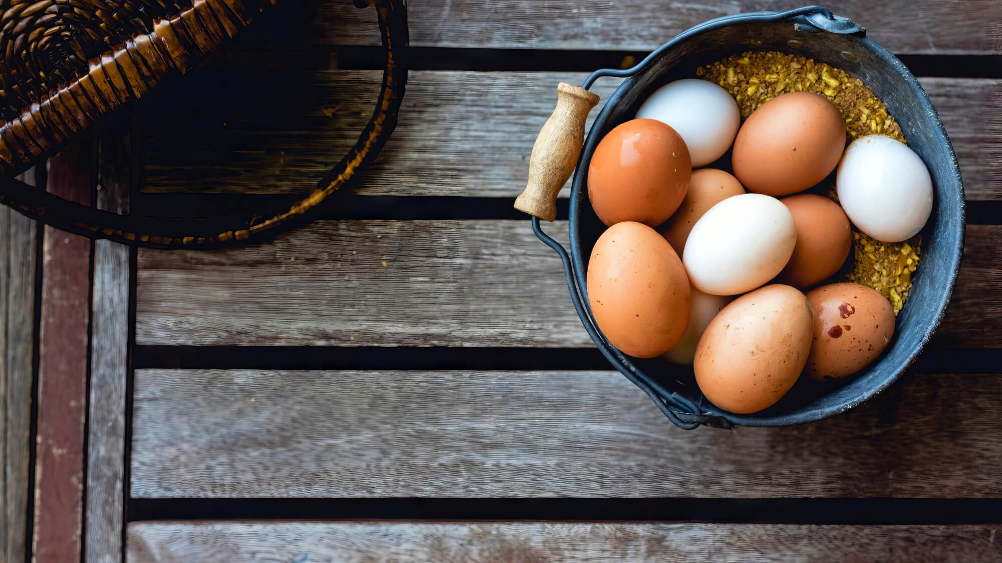 Chicken Eggs Sitting On Rustic Bench Chicken Eggs Sitting On Rustic Bench