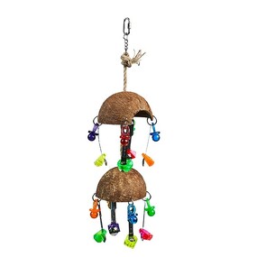 Coconut Shell With Toys & Spoons Bird Toy Large