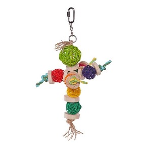 Colourful Wicker Balls With Decoration Bird Toy Small