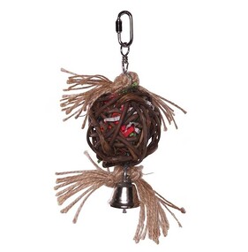 Wicker Ball With Bell Bird Toy Medium