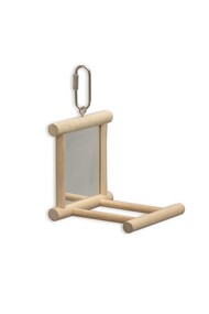 Wooden Mirror with Perch Bird Toy Medium
