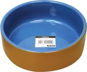 Terracotta Blue Glazed 19.6Cm Pet Bowl 1765ml