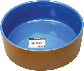 Terracotta Blue Glazed 22.5Cm Pet Bowl 2900ml