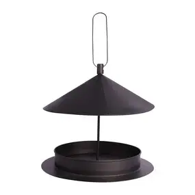 Round Painted Metal Bird Feeder Silver