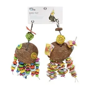 You & Me Half Coconuts Wood Paper Bird Toy 2 Pack