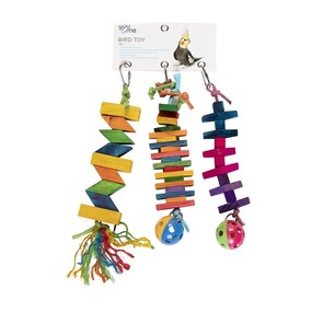 You & Me Wood Chips with Ball & Bell Bird Toy 3 Pack