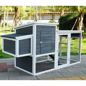 You & Me Wooden Flat Roof Chicken House With Run