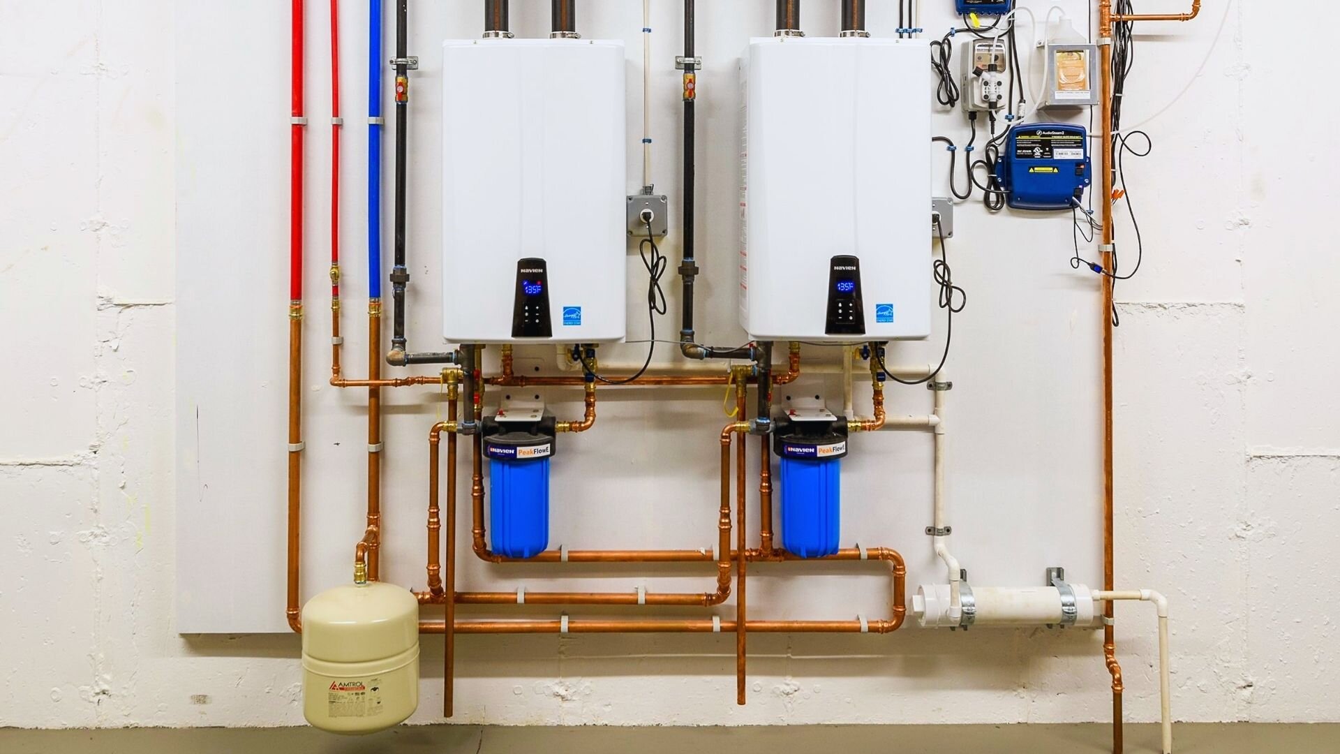 Water Heaters Red Blue Pipes