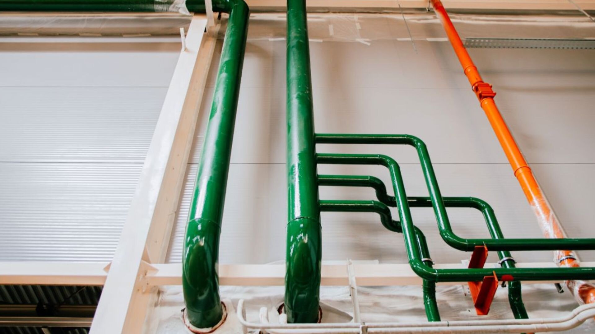 Green Industrial Plumbing Pipes