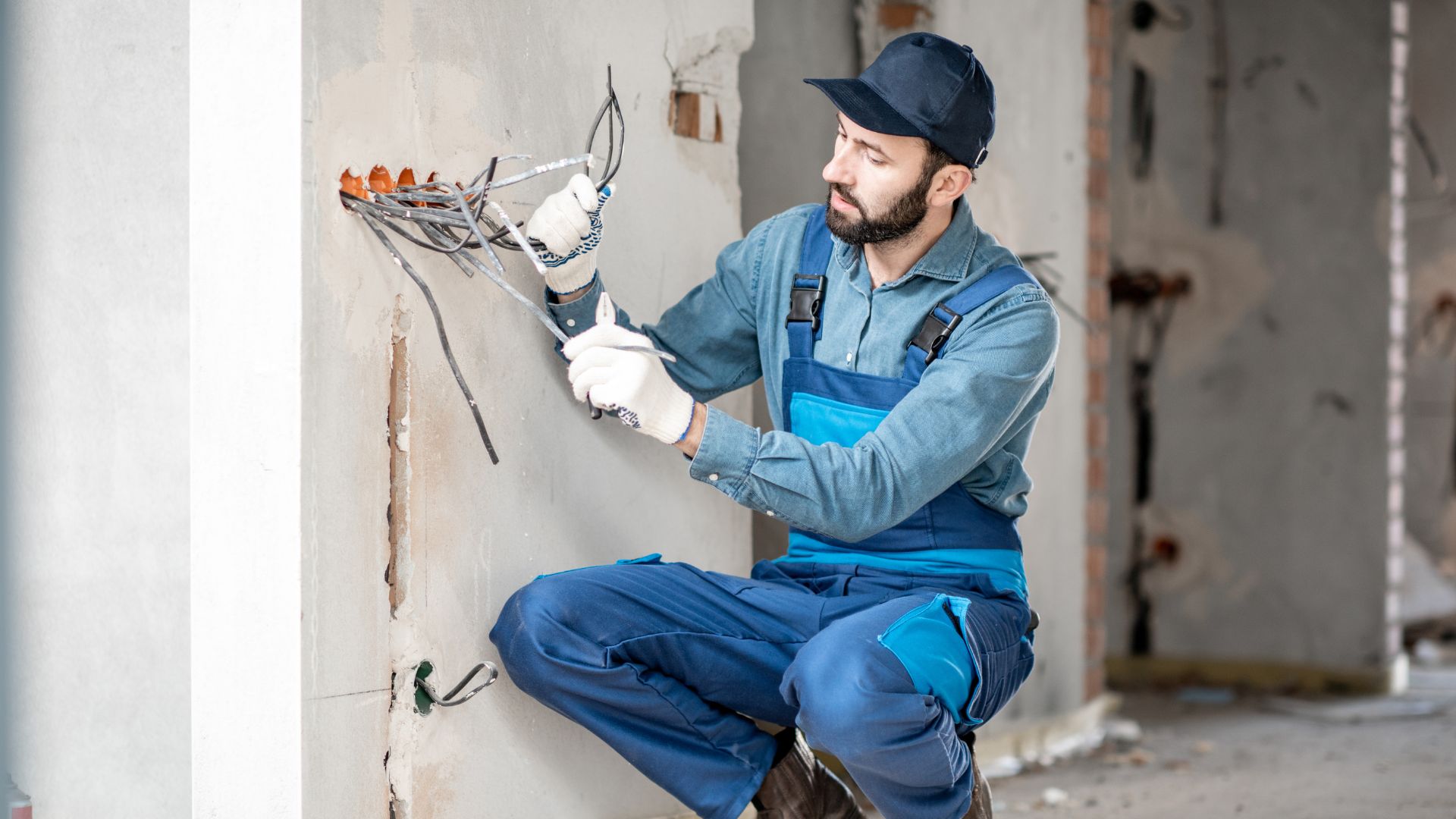 Electrician Completing Underground Service Line Installation