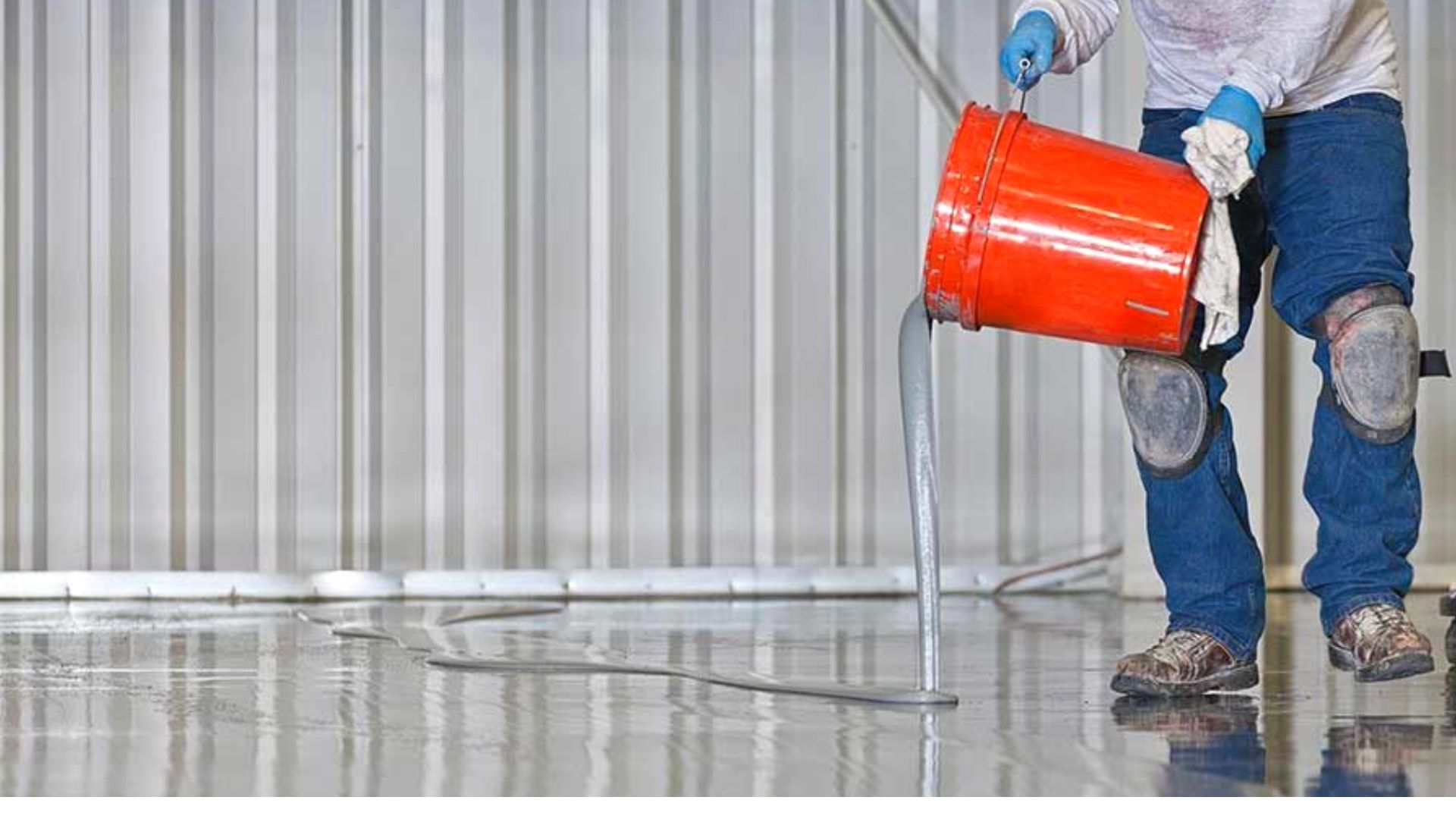 Pouring Epoxy Coating On Concrete=from Bucket 1 Pouring Epoxy Coating Concrete= Bucket