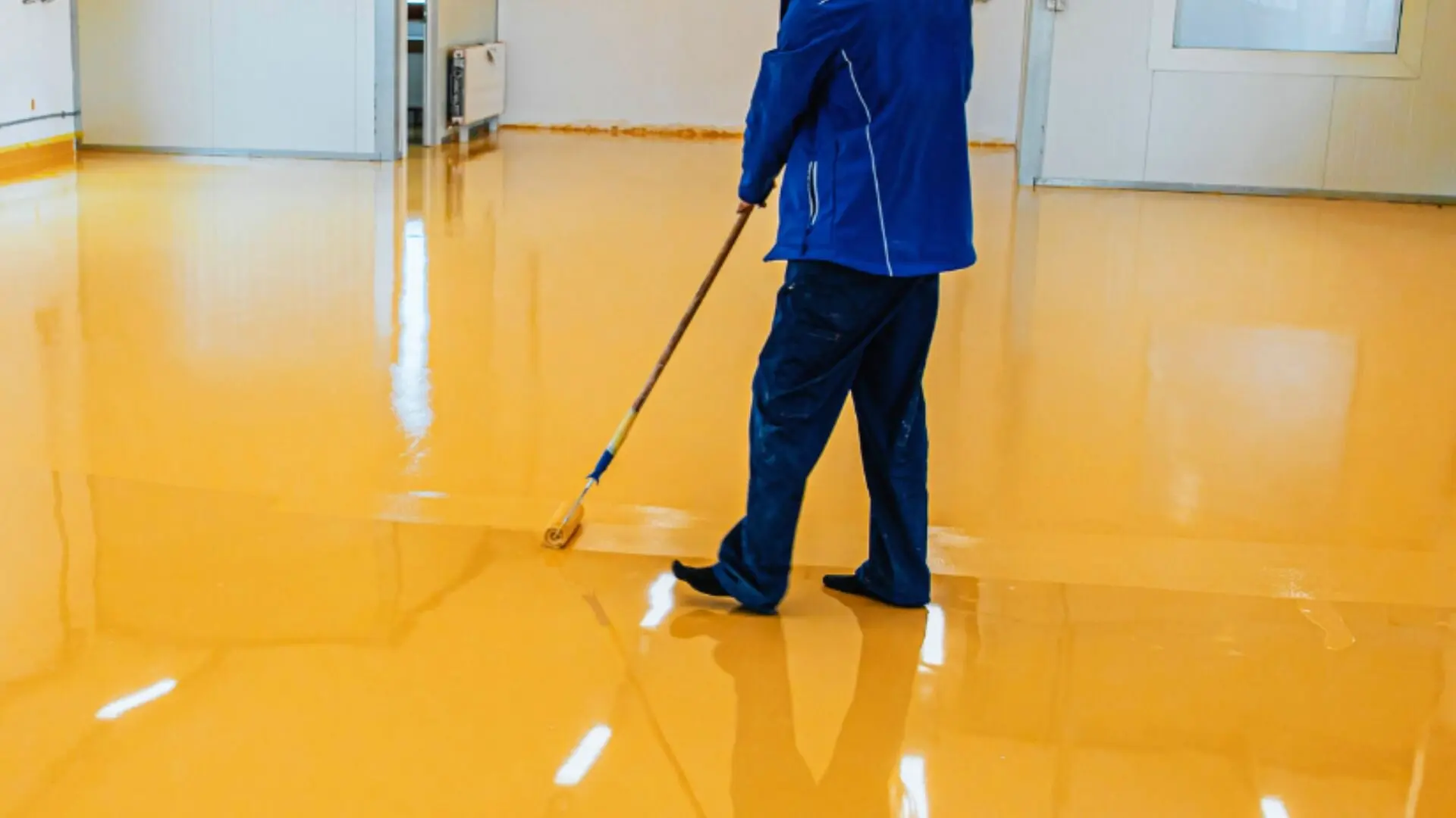 Roll Coat Yellow Epoxy Flooring