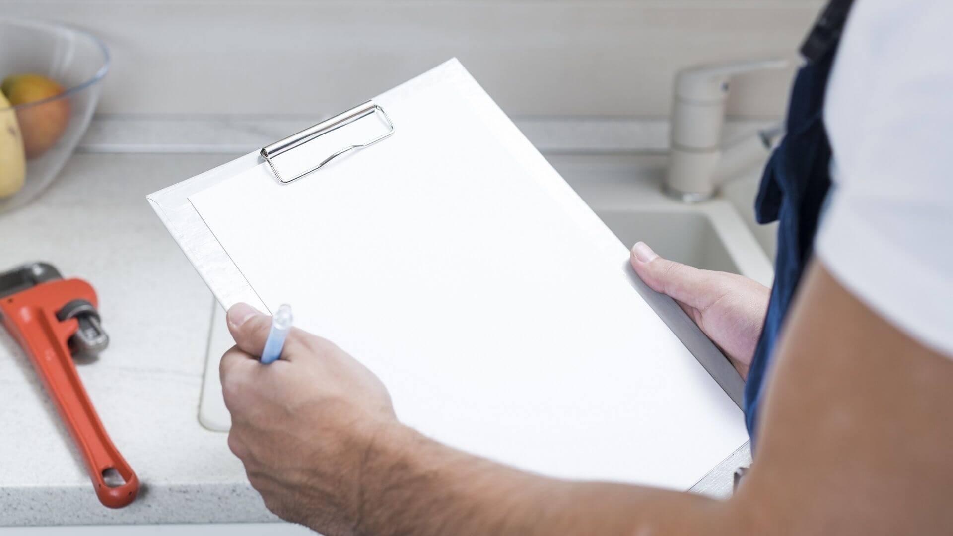 Commercial Plumber With Clipboard Commercial Plumber Clipboard