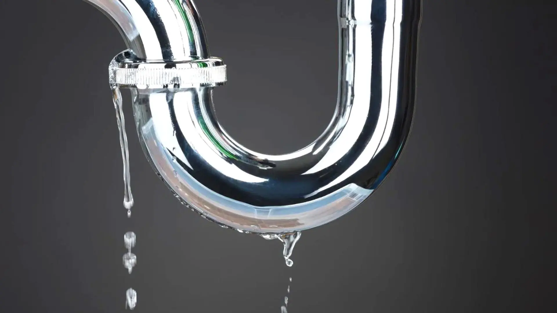 Water Leaking From Silver Pipe Black Background Water Leaking Silver Pipe Black Background